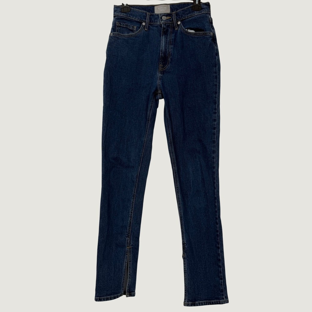 Everlane The Cheeky Split Hem Jean Dark Wash Organic Cotton High Rise Size 27